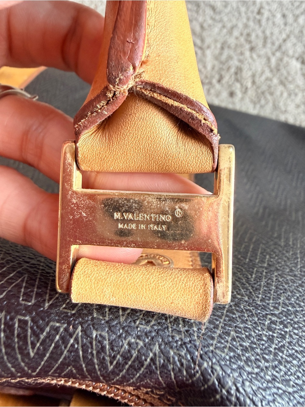 Brown & Tan Leather-Trim Weekender Bag - Mario Valentino - Picture 3 of 11